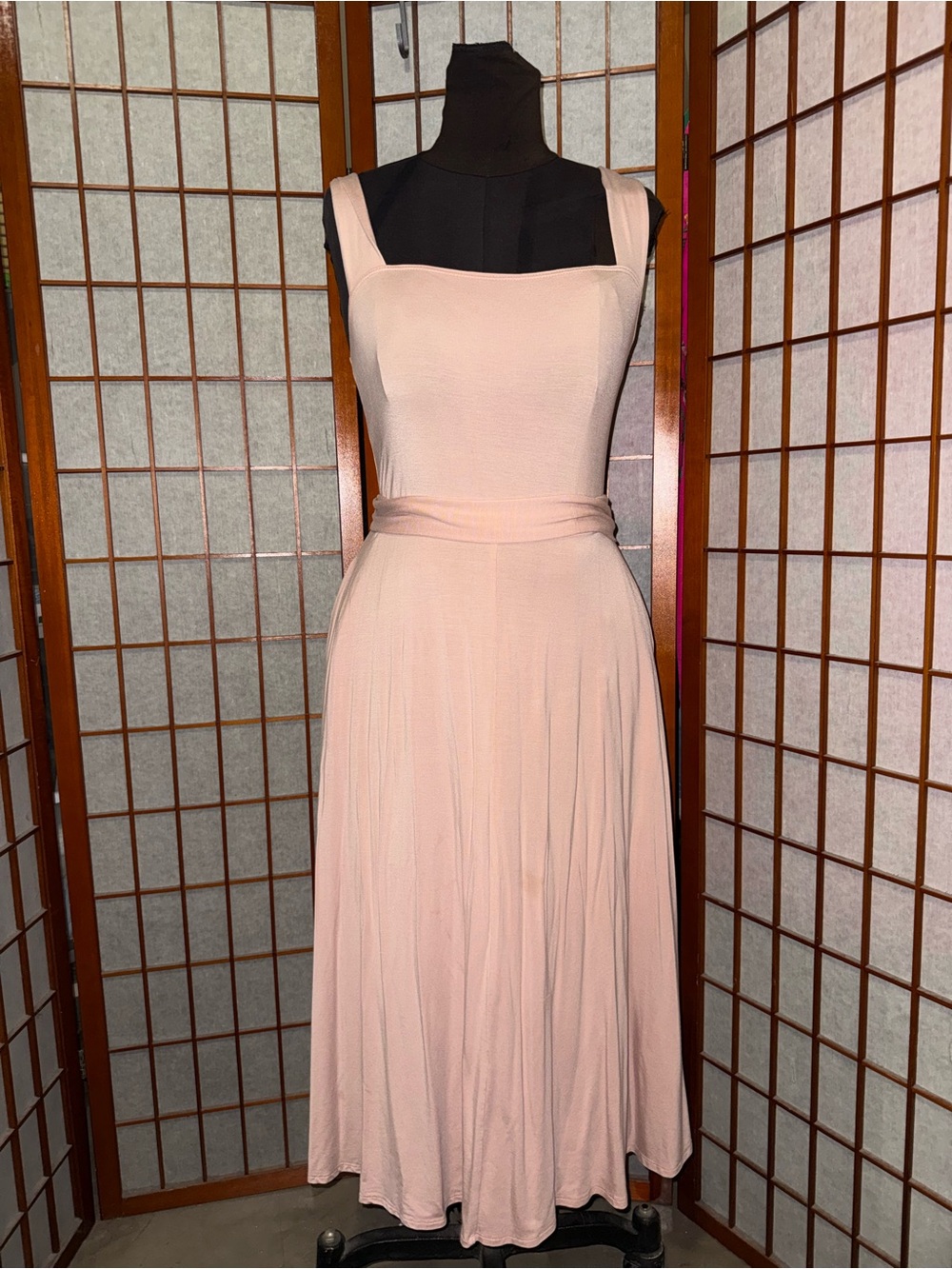 Reformation Helina in Blush Square Neck Midi Dress XL Made in USA